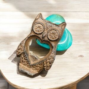 Cast Iron Owl Bottle Opener Heart Cut-Out